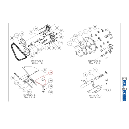 Guma zbrojona 6x100x1600 mm do posypywarki 1800 mm